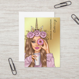 Voedsel Catering Whimsische Eenhoorn Dame Zakelijk Visitekaartje