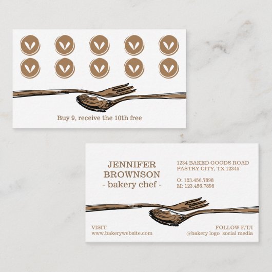 Voedsel eet spon Loyalty Punch Koking Chef Visitekaartje (Voorkant / Achterkant)