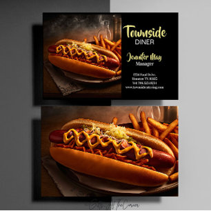 Voedsel Eetgelegenheid Hotdog En Friet Restaurant Visitekaartje