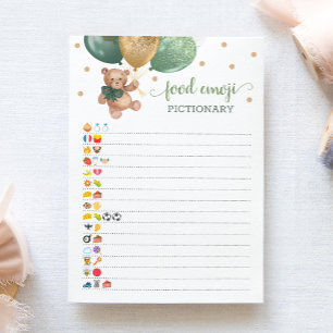 Voedsel Emoji Pictionary spel Sage Teddy Bear Kaar Kaart