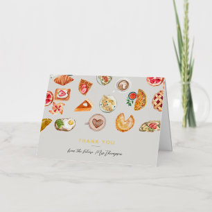 Voedsel geïllustreerd Grijs Vrijgezellenfeest Brun Folie Wenskaart