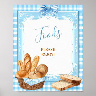 Voedsel Genieteten Babyshower Bord Bakkerij Blau Poster