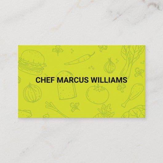 Voedsel Groene Achtergrond | Chef  Visitekaartje (Voorkant)
