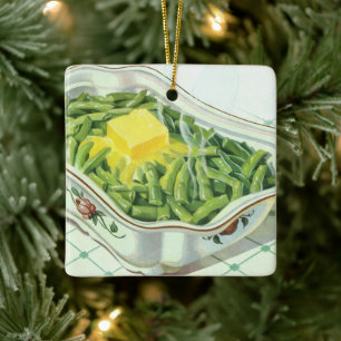  voedsel, groene Bean Casserole met boter Keramisch Ornament