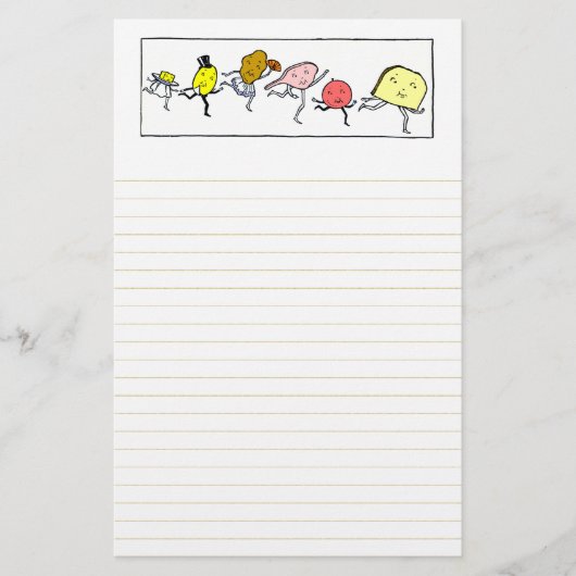 Voedsel  Keuken Art Lined Stationery Briefpapier (Voorkant)