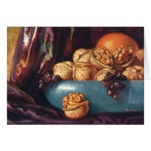 voedsel, noten en fruit in een blauwe Bowl