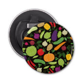 Voedsel op zwarte achtergrond button flesopener (Voorkant)