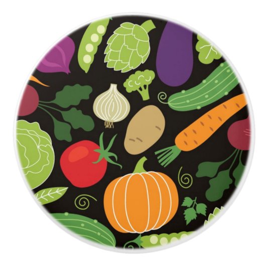 Voedsel op zwarte achtergrond keramische knop (Voorkant)