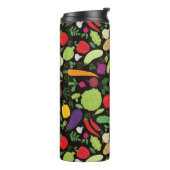 Voedsel op zwarte achtergrond thermosbeker (Gedraaid links)