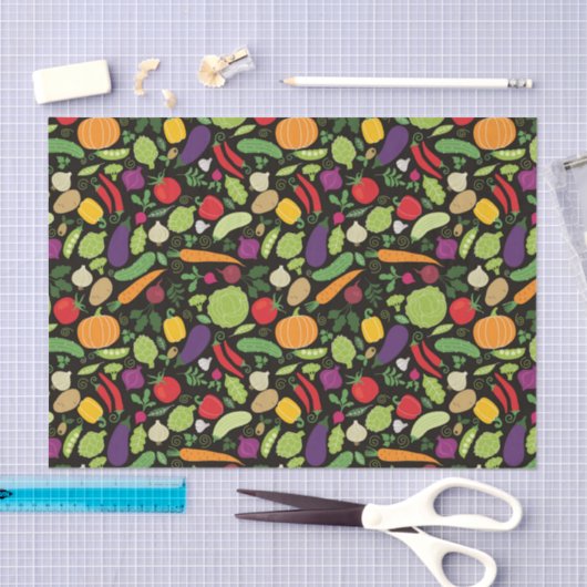 Voedsel op zwarte achtergrond tissuepapier (Craft)