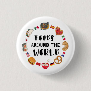 Voedsel over de hele wereld ronde button 3,2 cm