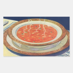  voedsel, warme Bowl van tomatensoep met erwten Rechthoekige Sticker