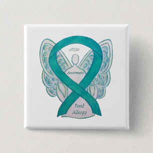 Voedselallergie Awareness Angel Green Ribbon Art P Vierkante Button 5,1 Cm
