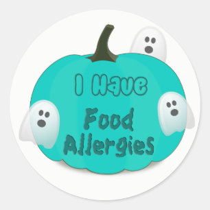 Voedselallergieën Blauwgroen Pompoen Halloween Sti Ronde Sticker