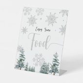 Voedselbord, zilver baby shower winterbord reclamebord met voetstuk (Voorkant)