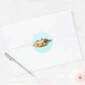 voedseldesserts, bananengespleten kersen ronde sticker (Envelop)