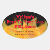 Voedseletiket met brandthema ovale sticker (Voorkant)