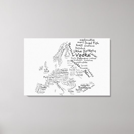 Voedselkaart van Europa - Wit Canvas Afdruk (Voorkant)