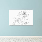 Voedselkaart van Europa - Wit Canvas Afdruk (Insitu (Houten vloer))