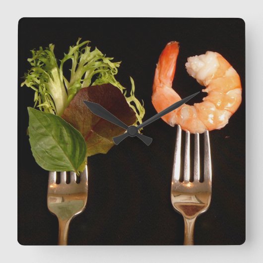 Voedsellovers Kitchen Wall Clock Vierkante Klok (Voorkant)