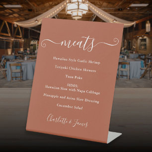 Voedselmenu Onderschrift Schrift Terracotta Reclamebord Met Voetstuk