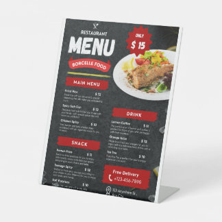 Voedselmenu's Reclamebord Met Voetstuk