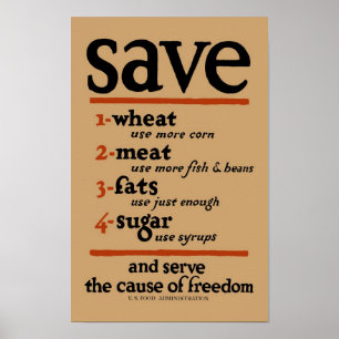 VOEDSELPoster, tijdperk van de Eerste Wereldoorlog Poster