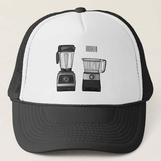 Voedselprocessor & blender cartoon illustratie trucker pet (Voorkant)