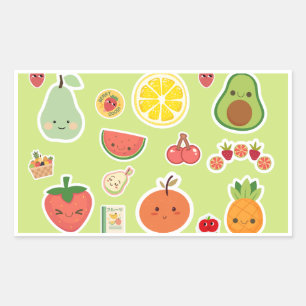 Voedselstickers Fruit Thema Rechthoekige Sticker