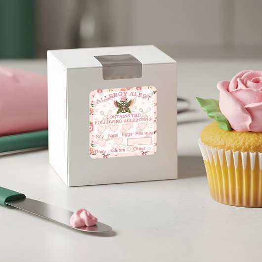Voedselveiligheid Alert Bakery Butterfly Cake Vierkante Sticker