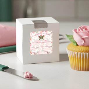 Voedselveiligheid Alert Bakery Butterfly Cupcake Vierkante Sticker