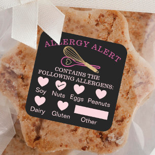 Voedselveiligheid Alert Bakery Whisk & Spoon Vierkante Sticker