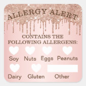 Voedselveiligheid Alert Roos Gold Glitter Drivers Vierkante Sticker (Voorkant)