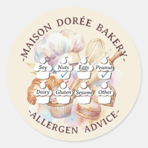 Voedselveiligheid Allergie Alert Bakkerij Banketba Ronde Sticker