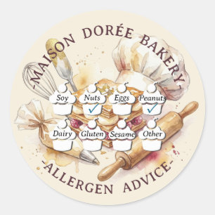 Voedselveiligheid Allergie Alert Bakkerij Banketba Ronde Sticker