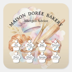 Voedselveiligheid Allergie Alert Bakkerij Gebak Ch Vierkante Sticker