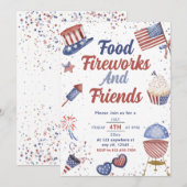 Voedselvriend en vuurwerk 4 juli BBQ Kaart (Voorkant / Achterkant)