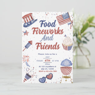 Voedselvriend en vuurwerk 4 juli BBQ Kaart