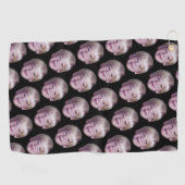 Voeg 1 Floating Head Photo Half Drop Pattern Black Golfhanddoek (Horizontaal)