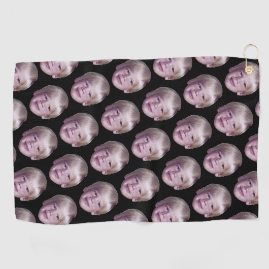 Voeg 1 Floating Head Photo Half Drop Pattern Black Golfhanddoek (Horizontaal)