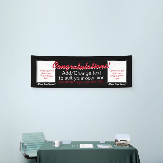 Voeg 2 foto's toe aanpasbare bannercongraties welk spandoek (Beurs)
