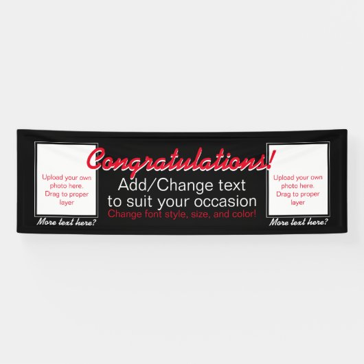 Voeg 2 foto's toe aanpasbare bannercongraties welk spandoek (Horizontaal)