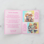 Voeg 3 foto's toe, Roze Beste Oma, Gedicht, 2 Kind Kaart (Binnen)