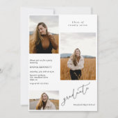 Voeg 3 Photo Modern Script Afstuderen Invitation t Kaart (Voorkant)