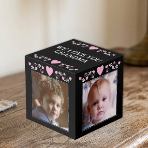 Voeg 4 afbeeldingen toe we houden van je oma zwart kubus