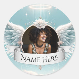 Voeg aangepaste herdenkingsfoto toe ronde sticker