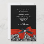 Voeg Age Birthday Party Red Damask Black toe Kaart (Achterkant)