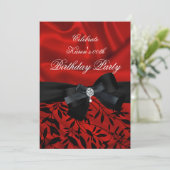 Voeg Age Birthday Party Red Damask Black White toe Kaart (Staand voorkant)