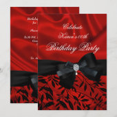 Voeg Age Birthday Party Red Damask Black White toe Kaart (Voorkant / Achterkant)