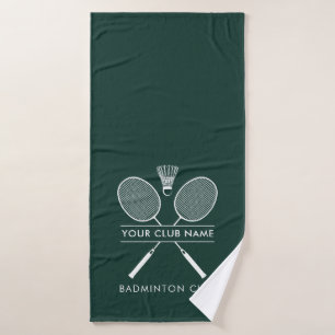 Voeg Badminton Club Naam Rackets Icon Groen toe Badhanddoek